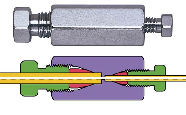 Stainless steel UHPLC reducing union